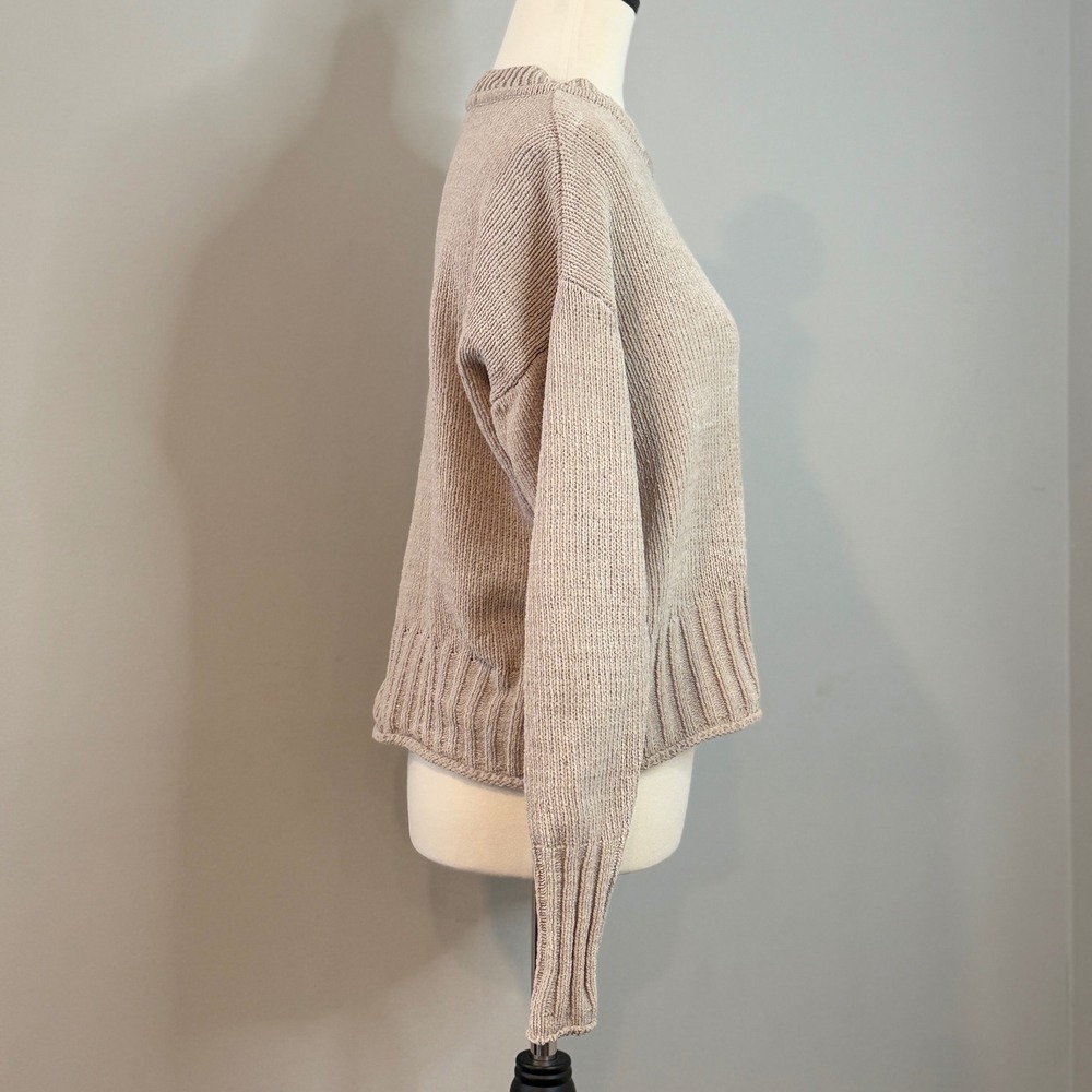Generation K Women Beige Knit Crew Neck Long Sleeve Pullover Sweater Size M - Picture 7 of 14